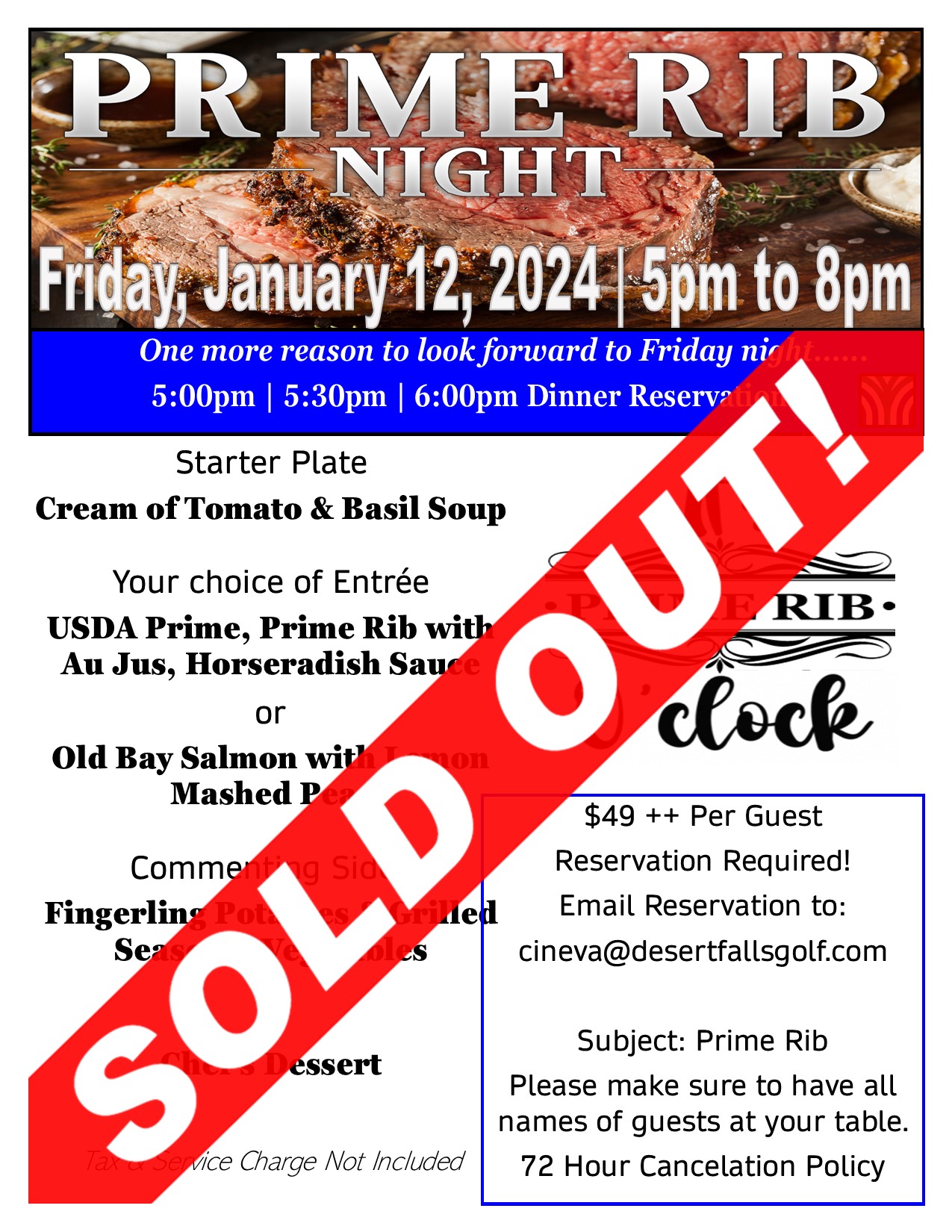 Prime Rib Night - Desert Falls Country Club